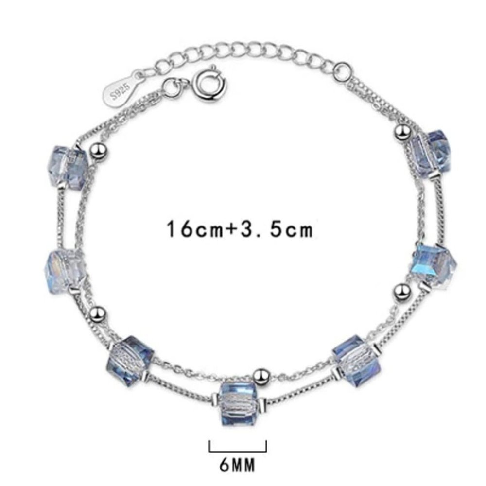 NEW 925 Sterling Silver Crystal Cube Bracelet - Picture 8 of 8